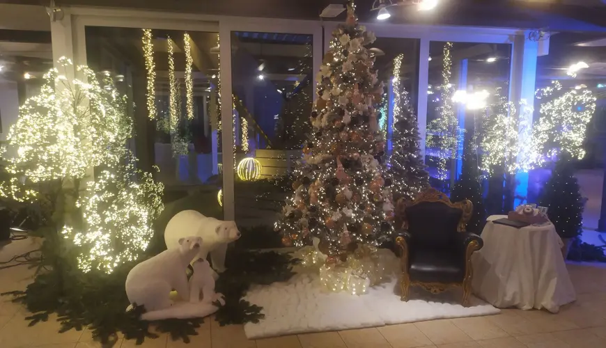 Allestimento luminoso in tema inverno per foto