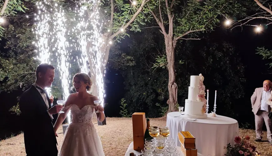 Taglio torta con fontane Taglio torta con fontane