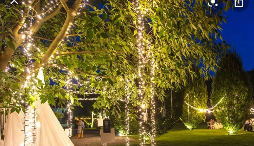 Luminarie, tende, sfere, cieli stellati e alberi luminosi per matrimonio